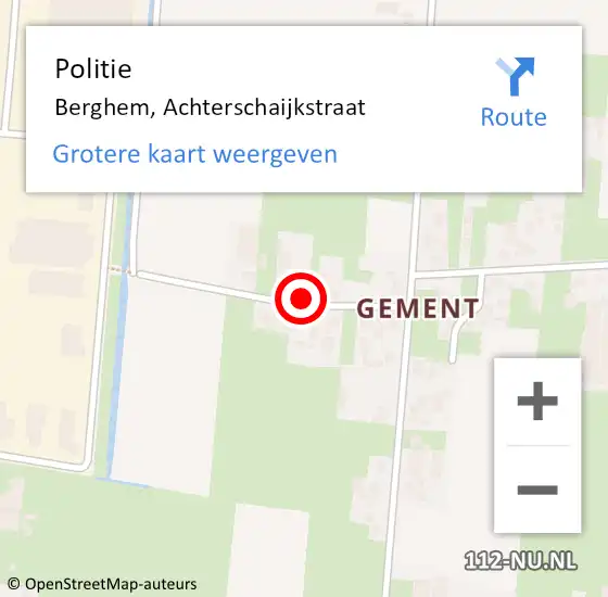 Locatie op kaart van de 112 melding: Politie Berghem, Achterschaijkstraat op 8 juni 2021 10:50