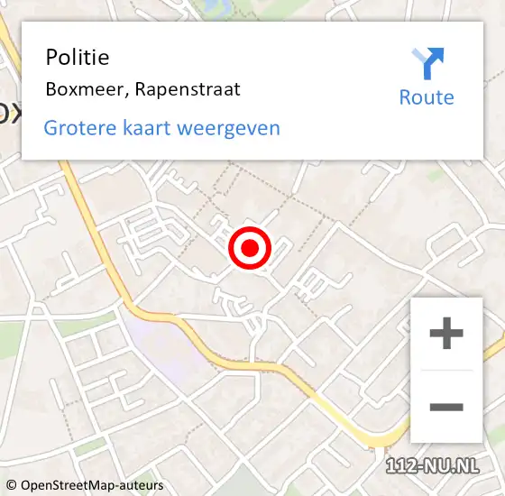 Locatie op kaart van de 112 melding: Politie Boxmeer, Rapenstraat op 8 juni 2021 11:18