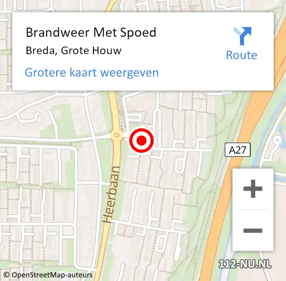Locatie op kaart van de 112 melding: Brandweer Met Spoed Naar Breda, Grote Houw op 8 juni 2021 11:41
