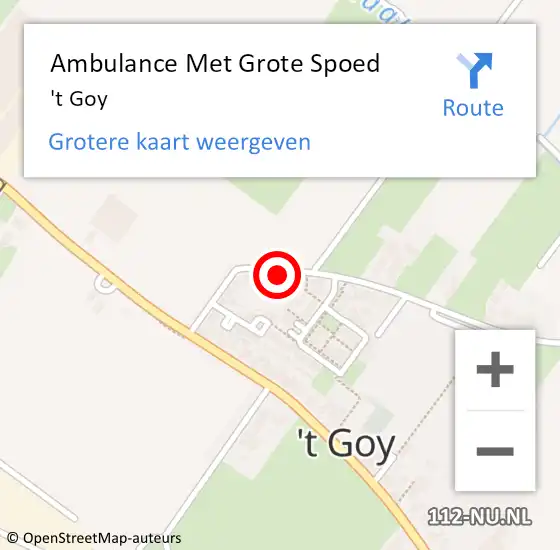 Locatie op kaart van de 112 melding: Ambulance Met Grote Spoed Naar 't Goy op 8 juni 2021 11:52