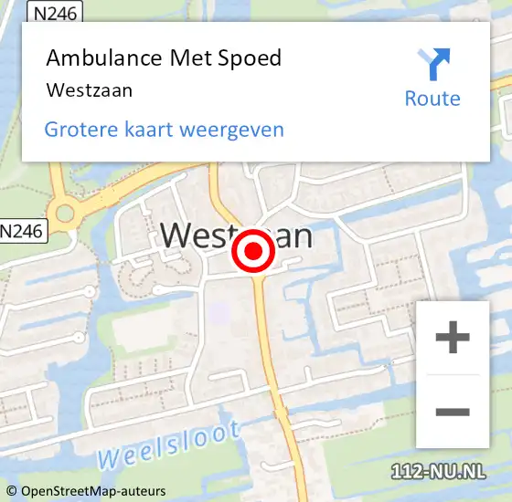 Locatie op kaart van de 112 melding: Ambulance Met Spoed Naar Westzaan op 8 juni 2021 12:04