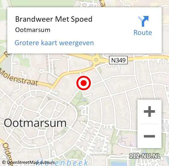 Locatie op kaart van de 112 melding: Brandweer Met Spoed Naar Ootmarsum op 8 juni 2021 12:09