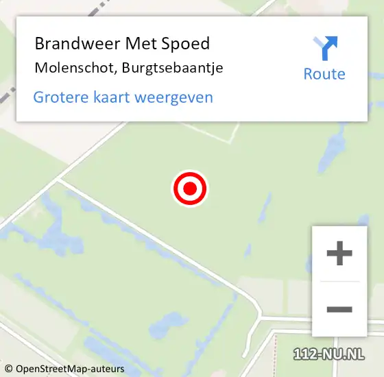 Locatie op kaart van de 112 melding: Brandweer Met Spoed Naar Molenschot, Burgtsebaantje op 8 juni 2021 12:10