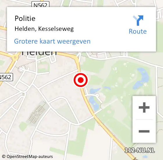 Locatie op kaart van de 112 melding: Politie Helden, Kesselseweg op 8 juni 2021 12:15