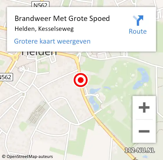 Locatie op kaart van de 112 melding: Brandweer Met Grote Spoed Naar Helden, Kesselseweg op 8 juni 2021 12:16