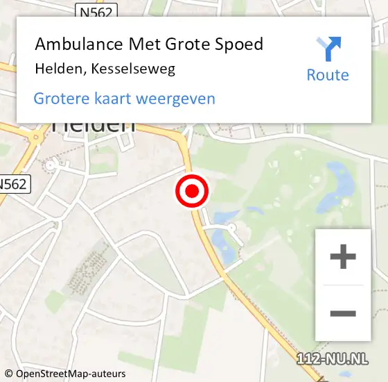 Locatie op kaart van de 112 melding: Ambulance Met Grote Spoed Naar Helden, Kesselseweg op 8 juni 2021 12:19