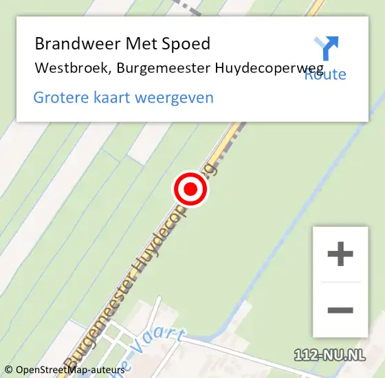 Locatie op kaart van de 112 melding: Brandweer Met Spoed Naar Westbroek, Burgemeester Huydecoperweg op 12 juni 2014 17:16