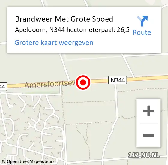 Locatie op kaart van de 112 melding: Brandweer Met Grote Spoed Naar Apeldoorn, N344 hectometerpaal: 26,5 op 8 juni 2021 13:18