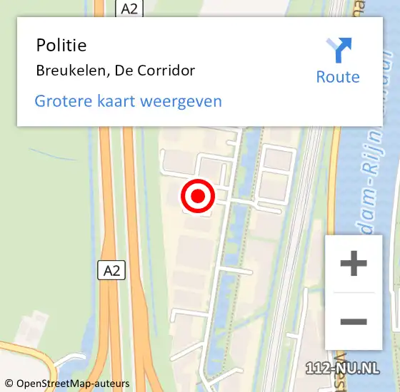 Locatie op kaart van de 112 melding: Politie Breukelen, De Corridor op 8 juni 2021 13:29