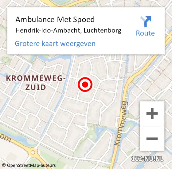 Locatie op kaart van de 112 melding: Ambulance Met Spoed Naar Hendrik-Ido-Ambacht, Luchtenborg op 8 juni 2021 13:34