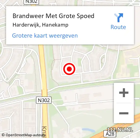 Locatie op kaart van de 112 melding: Brandweer Met Grote Spoed Naar Harderwijk, Hanekamp op 8 juni 2021 13:40