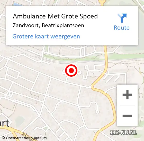 Locatie op kaart van de 112 melding: Ambulance Met Grote Spoed Naar Zandvoort, Beatrixplantsoen op 8 juni 2021 13:51