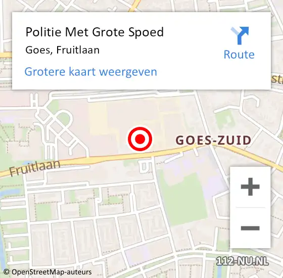 Locatie op kaart van de 112 melding: Politie Met Grote Spoed Naar Goes, Fruitlaan op 8 juni 2021 14:03