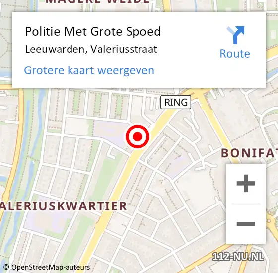 Locatie op kaart van de 112 melding: Politie Met Grote Spoed Naar Leeuwarden, Valeriusstraat op 8 juni 2021 14:16