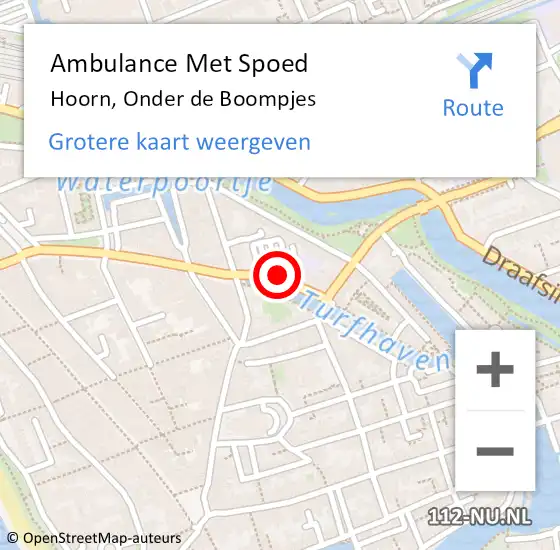 Locatie op kaart van de 112 melding: Ambulance Met Spoed Naar Hoorn, Onder de Boompjes op 8 juni 2021 14:18