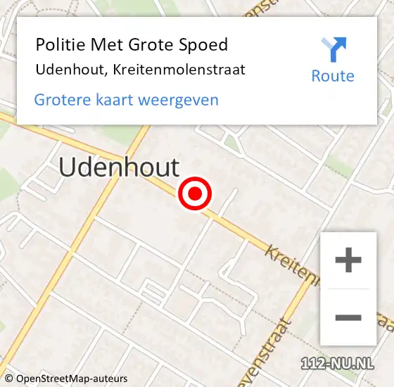 Locatie op kaart van de 112 melding: Politie Met Grote Spoed Naar Udenhout, Kreitenmolenstraat op 8 juni 2021 14:29