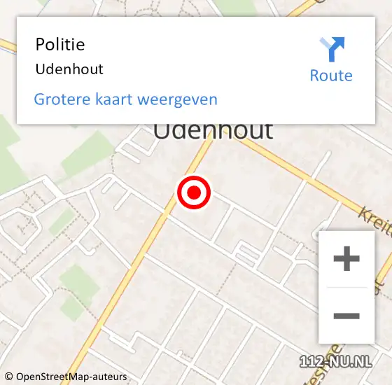 Locatie op kaart van de 112 melding: Politie Udenhout op 8 juni 2021 14:29