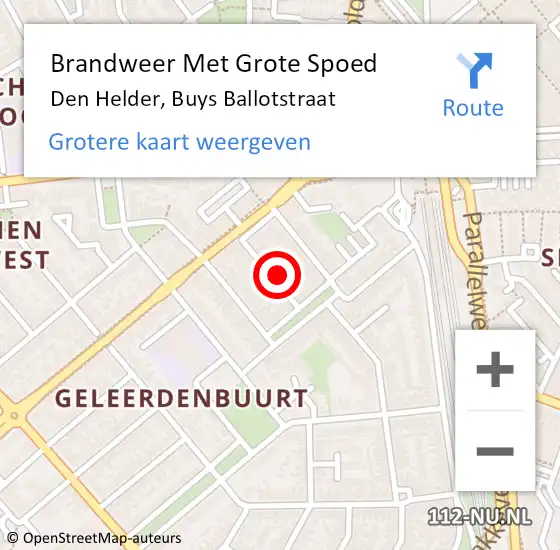 Locatie op kaart van de 112 melding: Brandweer Met Grote Spoed Naar Den Helder, Buys Ballotstraat op 8 juni 2021 14:29