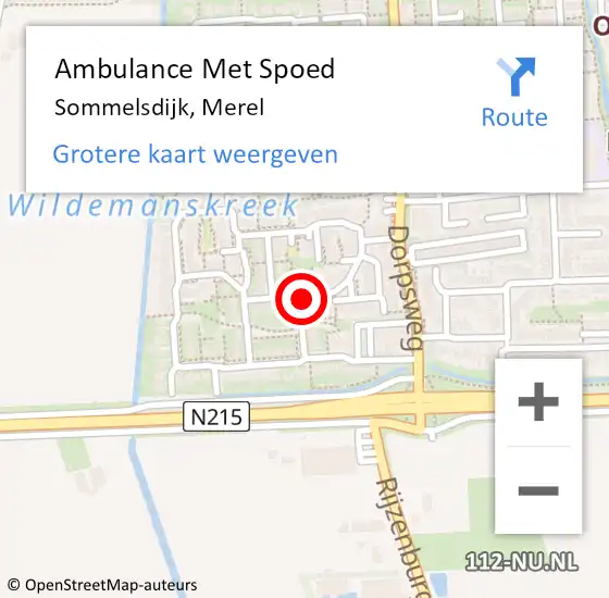 Locatie op kaart van de 112 melding: Ambulance Met Spoed Naar Sommelsdijk, Merel op 8 juni 2021 14:31