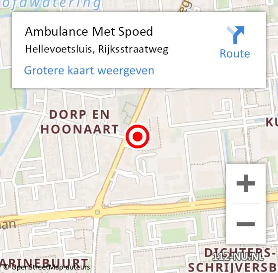 Locatie op kaart van de 112 melding: Ambulance Met Spoed Naar Hellevoetsluis, Rijksstraatweg op 8 juni 2021 14:32