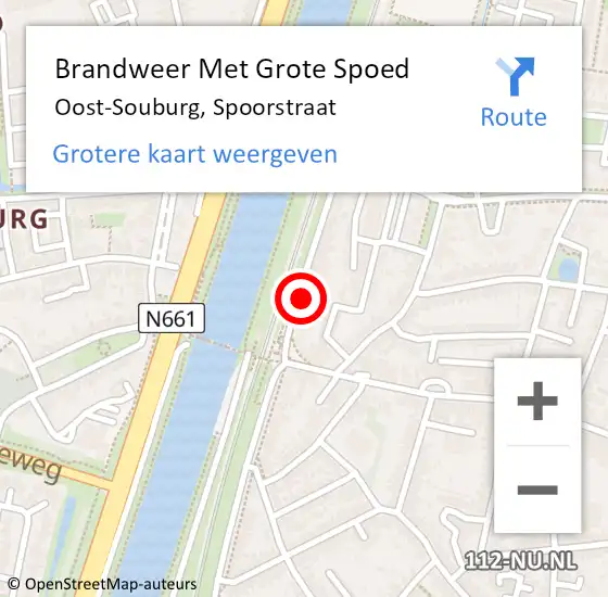 Locatie op kaart van de 112 melding: Brandweer Met Grote Spoed Naar Oost-Souburg, Spoorstraat op 8 juni 2021 14:41