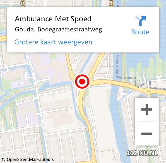 Locatie op kaart van de 112 melding: Ambulance Met Spoed Naar Gouda, Bodegraafsestraatweg op 8 juni 2021 14:43