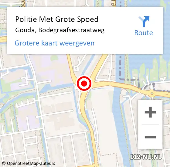 Locatie op kaart van de 112 melding: Politie Met Grote Spoed Naar Gouda, Bodegraafsestraatweg op 8 juni 2021 14:44