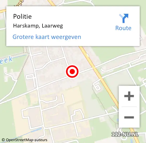 Locatie op kaart van de 112 melding: Politie Harskamp, Laarweg op 8 juni 2021 14:57