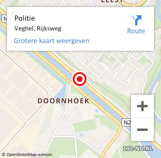 Locatie op kaart van de 112 melding: Politie Veghel, Rijksweg op 8 juni 2021 14:57
