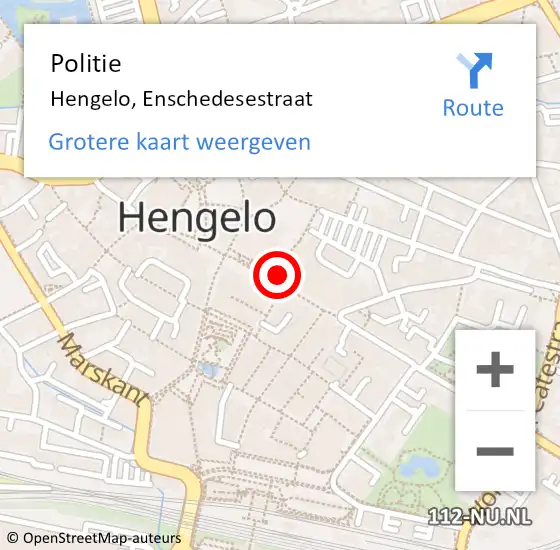 Locatie op kaart van de 112 melding: Politie Hengelo, Enschedesestraat op 8 juni 2021 15:00