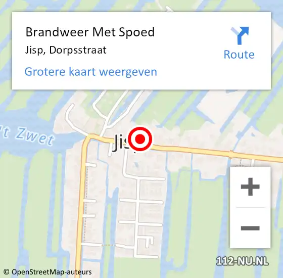 Locatie op kaart van de 112 melding: Brandweer Met Spoed Naar Jisp, Dorpsstraat op 8 juni 2021 15:14