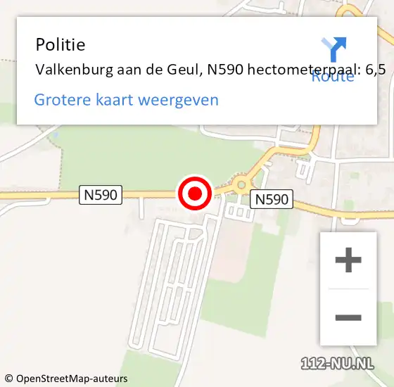 Locatie op kaart van de 112 melding: Politie Valkenburg aan de Geul, N590 hectometerpaal: 6,5 op 8 juni 2021 15:23