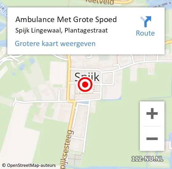 Locatie op kaart van de 112 melding: Ambulance Met Grote Spoed Naar Spijk Lingewaal, Plantagestraat op 8 juni 2021 15:24