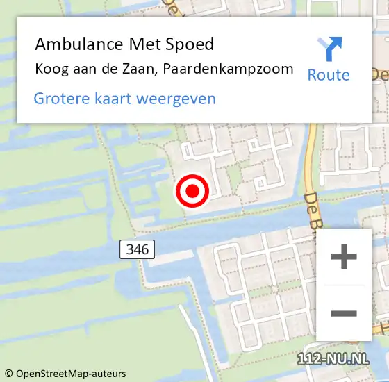 Locatie op kaart van de 112 melding: Ambulance Met Spoed Naar Koog aan de Zaan, Paardenkampzoom op 8 juni 2021 15:42