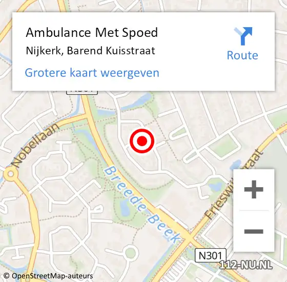 Locatie op kaart van de 112 melding: Ambulance Met Spoed Naar Nijkerk, Barend Kuisstraat op 8 juni 2021 15:42