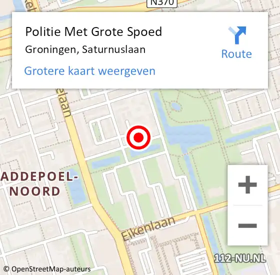 Locatie op kaart van de 112 melding: Politie Met Grote Spoed Naar Groningen, Saturnuslaan op 8 juni 2021 15:44