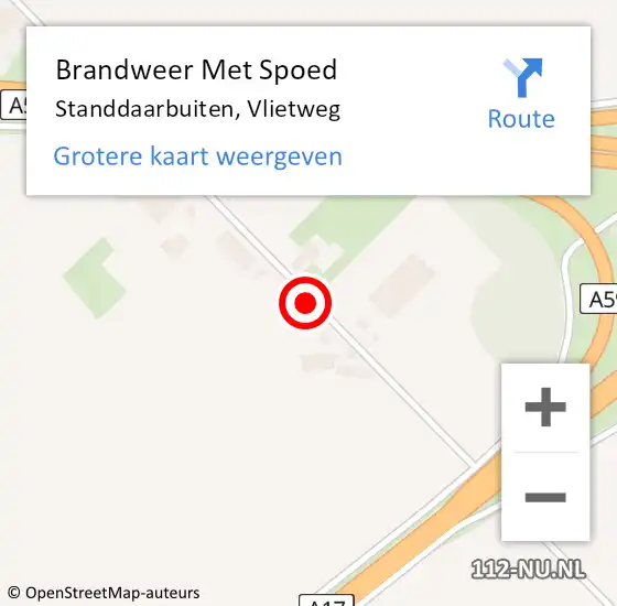 Locatie op kaart van de 112 melding: Brandweer Met Spoed Naar Standdaarbuiten, Vlietweg op 8 juni 2021 15:50