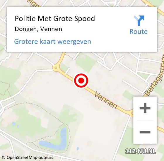 Locatie op kaart van de 112 melding: Politie Met Grote Spoed Naar Dongen, Vennen op 8 juni 2021 15:57