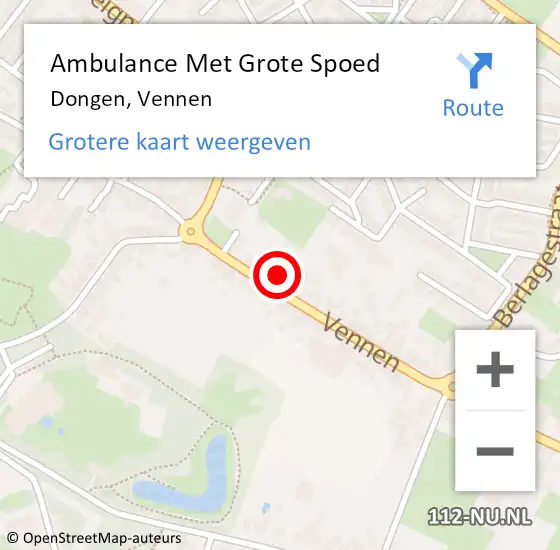 Locatie op kaart van de 112 melding: Ambulance Met Grote Spoed Naar Dongen, Vennen op 8 juni 2021 16:01