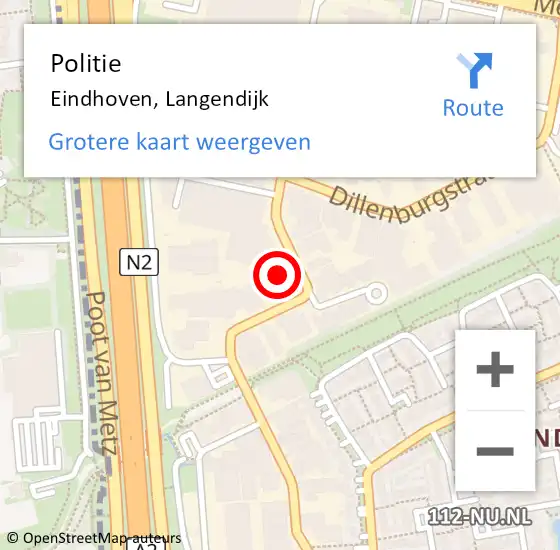 Locatie op kaart van de 112 melding: Politie Eindhoven, Langendijk op 8 juni 2021 16:17