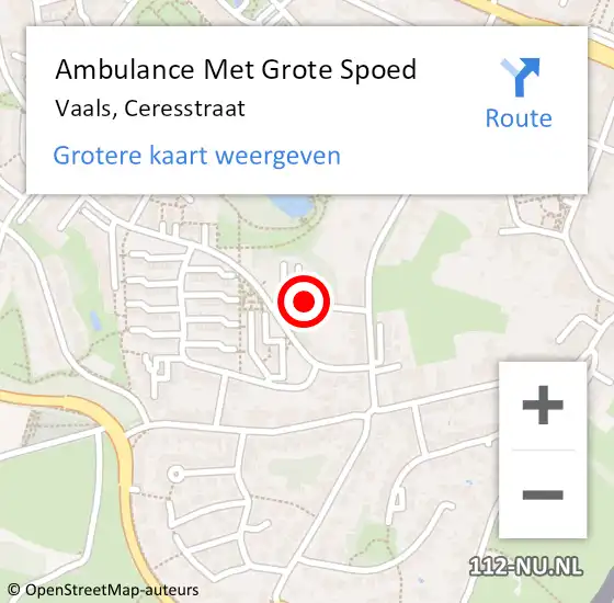 Locatie op kaart van de 112 melding: Ambulance Met Grote Spoed Naar Vaals, Ceresstraat op 8 juni 2021 16:18