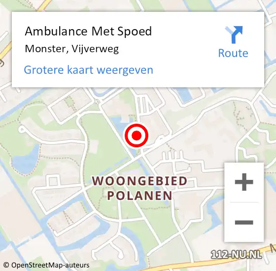 Locatie op kaart van de 112 melding: Ambulance Met Spoed Naar Monster, Vijverweg op 8 juni 2021 16:29