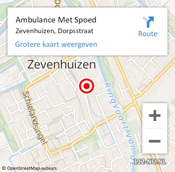 Locatie op kaart van de 112 melding: Ambulance Met Spoed Naar Zevenhuizen, Dorpsstraat op 8 juni 2021 16:32