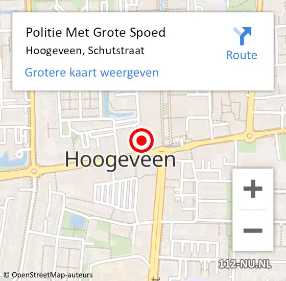 Locatie op kaart van de 112 melding: Politie Met Grote Spoed Naar Hoogeveen, Schutstraat op 8 juni 2021 16:41