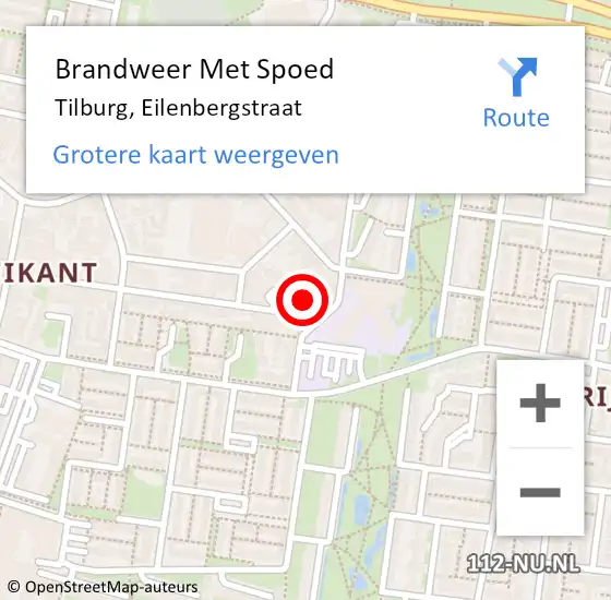 Locatie op kaart van de 112 melding: Brandweer Met Spoed Naar Tilburg, Eilenbergstraat op 8 juni 2021 16:57