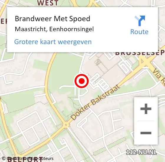 Locatie op kaart van de 112 melding: Brandweer Met Spoed Naar Maastricht, Eenhoornsingel op 8 juni 2021 17:12