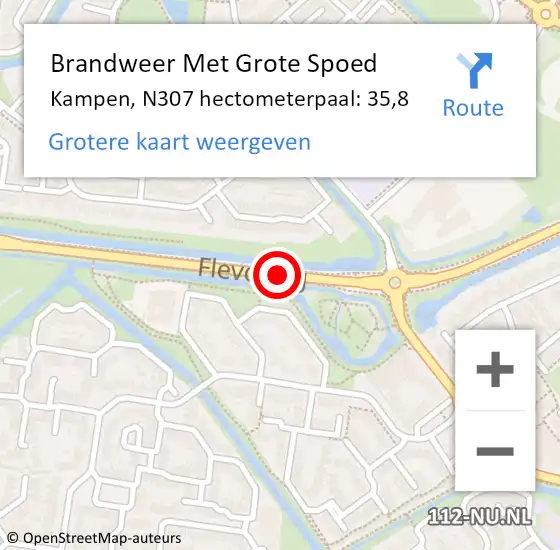 Locatie op kaart van de 112 melding: Brandweer Met Grote Spoed Naar Kampen, N307 hectometerpaal: 35,8 op 8 juni 2021 17:19