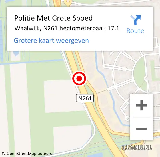 Locatie op kaart van de 112 melding: Politie Met Grote Spoed Naar Waalwijk, N261 hectometerpaal: 17,1 op 8 juni 2021 17:29