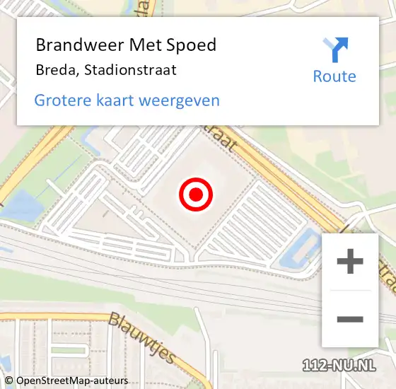 Locatie op kaart van de 112 melding: Brandweer Met Spoed Naar Breda, Stadionstraat op 8 juni 2021 17:30