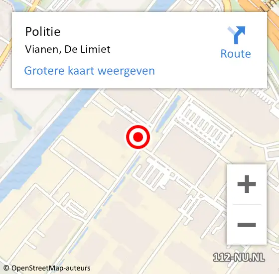 Locatie op kaart van de 112 melding: Politie Vianen, De Limiet op 8 juni 2021 17:32